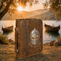 Rak Chazak 7 1/2" x 10 3/4" Rustic/Gold Leatherette Book/Bible Cover with Handle & Zipper