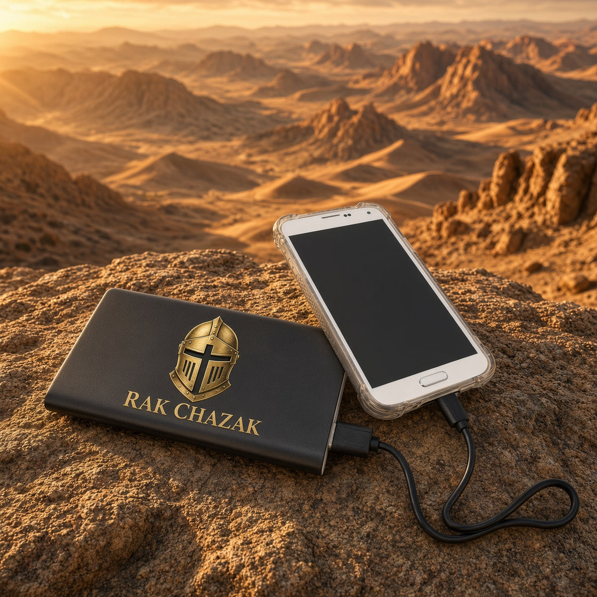 Rak Chazak 8000MAH Power Bank & Wireless Anodized Aluminum Charger w/USB Power Cord