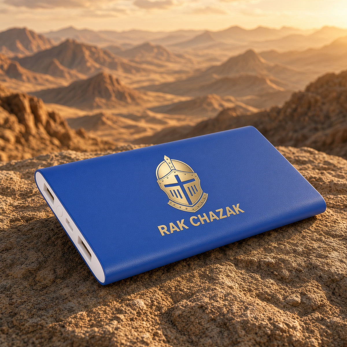 Rak Chazak Blue 8000MAH Power Bank & Wireless Anodized Aluminum Charger with USB  Power Cord