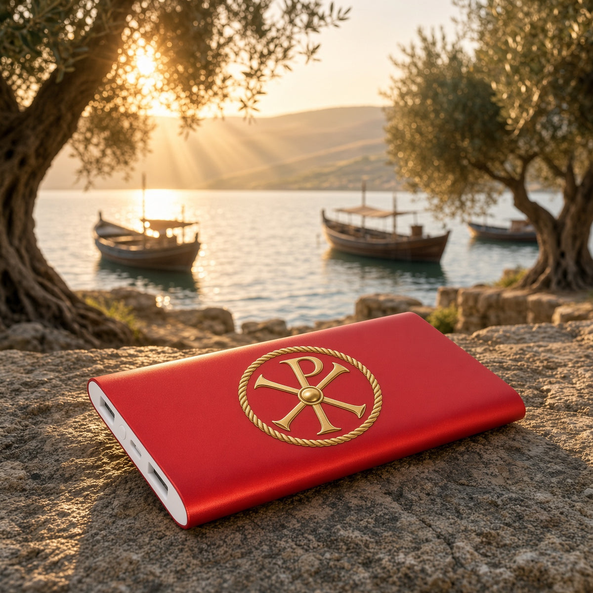 Christos Red 8000MAH Power Bank & Wireless Anodized Aluminum Charger with Power Cord